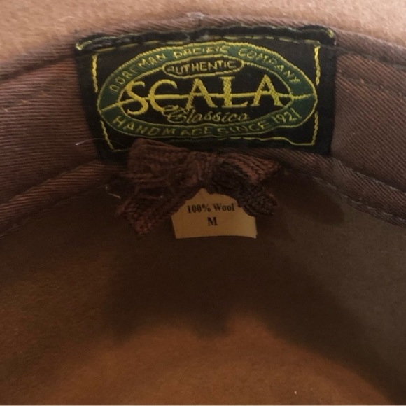 Scala 100% Wool Men’s Cowboy Durango Hat Brown Band W/Feather Sz. M Western - Picture 5 of 5